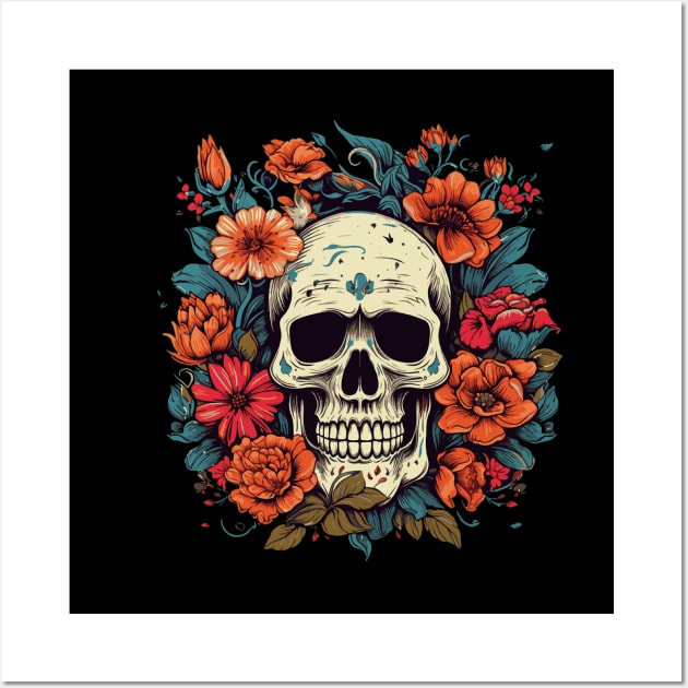 Floral Skull Wall Art by TOKEBI